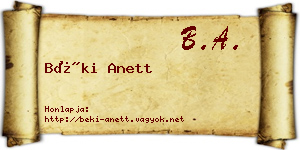 Béki Anett névjegykártya